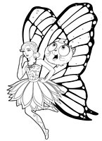 do wydruku kolorowanki Barbie Mariposa i baśniowa księżniczka, fajny obrazek do pokolorowania z magicznymi skrzydlatymi wróżkami numer  15